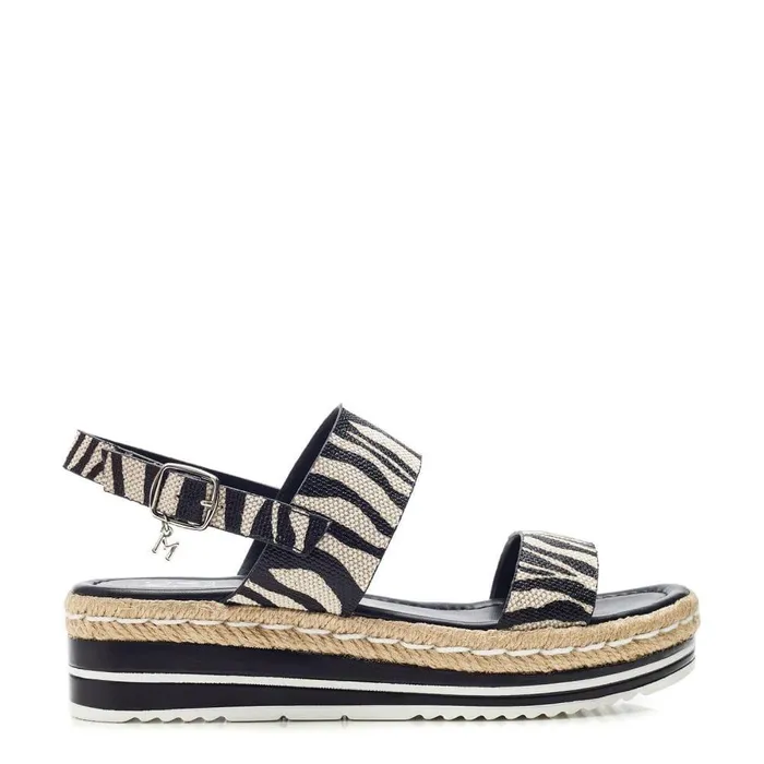 Women Moda In Pelle Wedge Sandals Periso Black 8211 Zebra Porvair