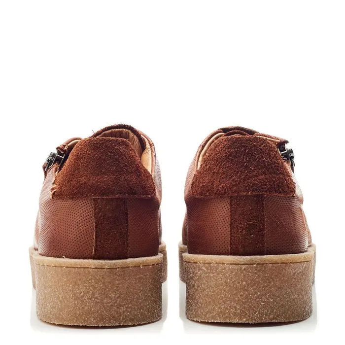 Women Moda In Pelle Wedge Trainers Shoon Sh Elston Tan Leather