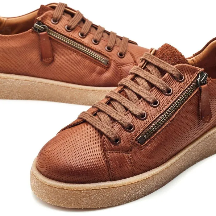 Women Moda In Pelle Wedge Trainers Shoon Sh Elston Tan Leather