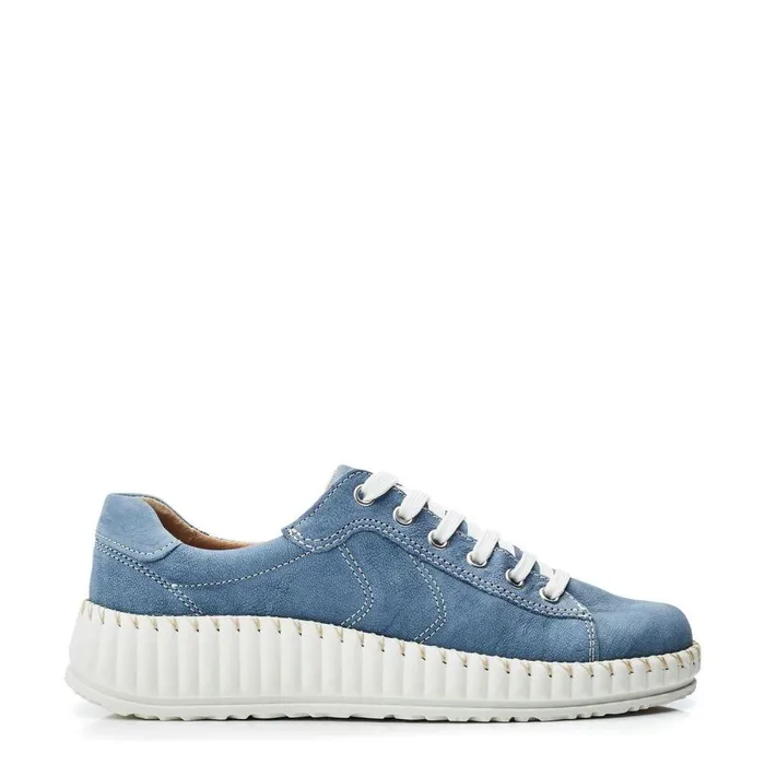 Women Moda In Pelle Wedge Trainers Shoon Sh Riyah Blue Leather