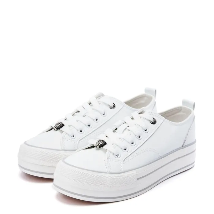 Women Moda In Pelle White Trainers Bagnol White Porvair