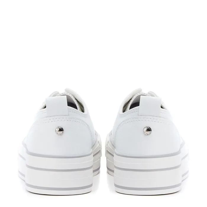 Women Moda In Pelle White Trainers Bagnol White Porvair