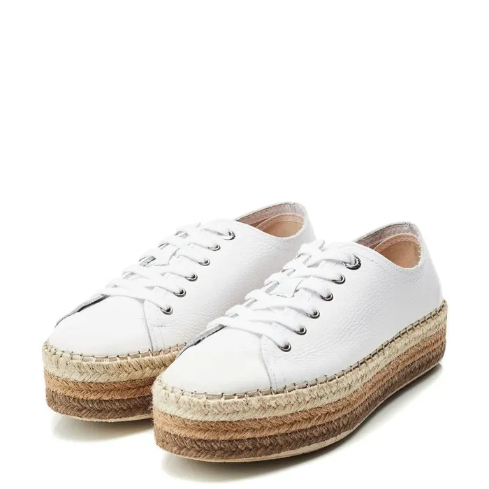 Women Moda In Pelle White Trainers Braidee White Taupe Leather