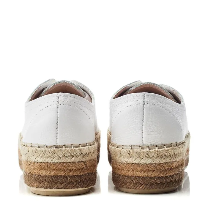 Women Moda In Pelle White Trainers Braidee White Taupe Leather