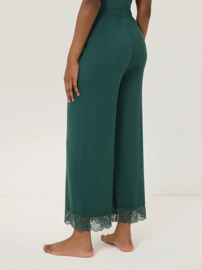 Women Modal Lace Pyjama Trouser Green Jigsaw Pyjamas and Loungewear