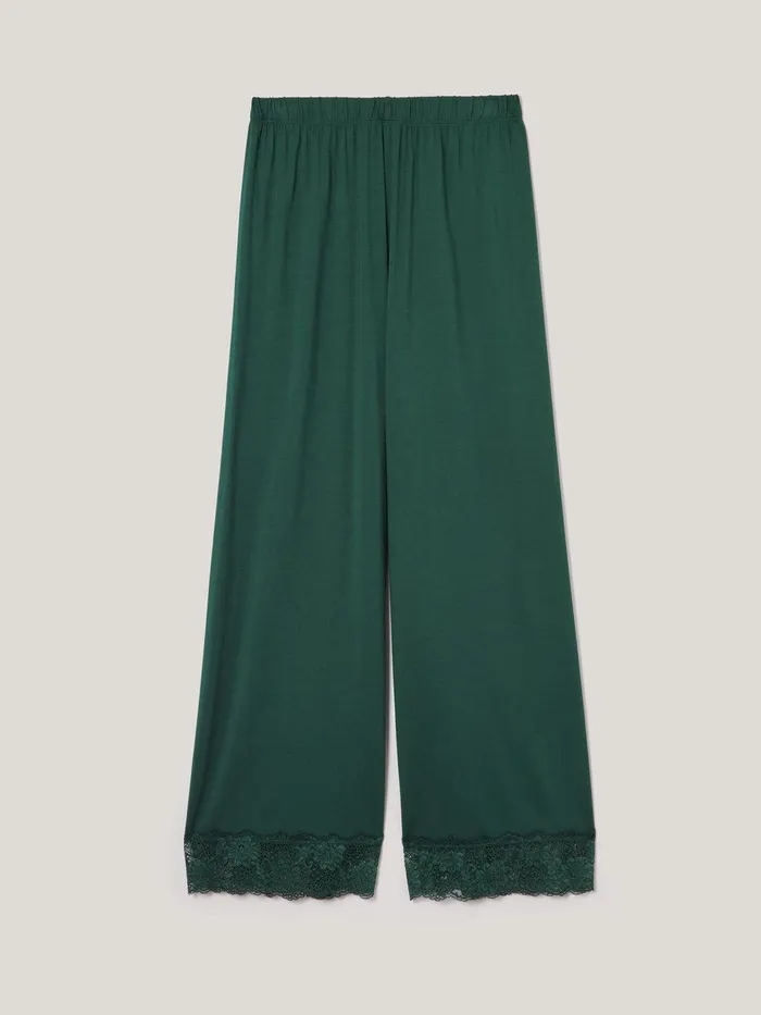 Women Modal Lace Pyjama Trouser Green Jigsaw Pyjamas and Loungewear
