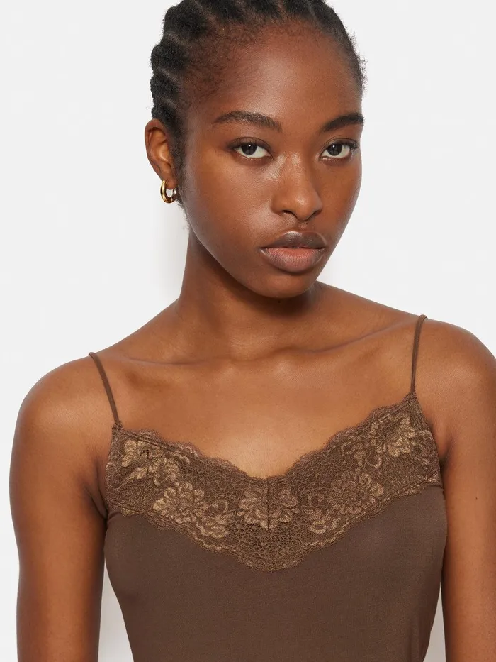 Women Modal Lace Vest Ganache Jigsaw Pyjamas and Loungewear