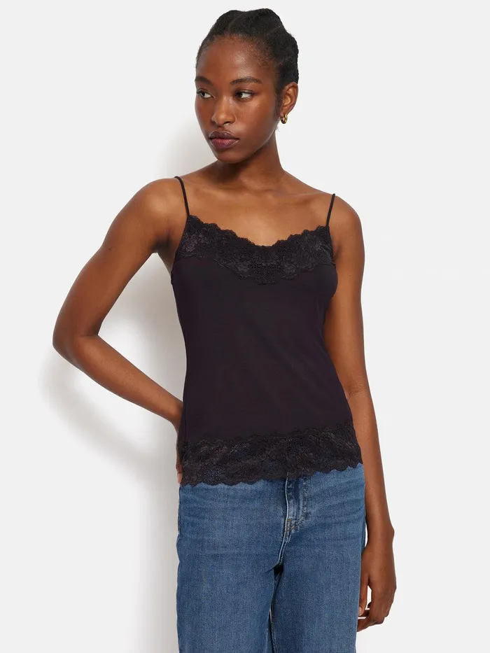 Women Modal Lace Vest Raisin Jigsaw Shirts and Tops