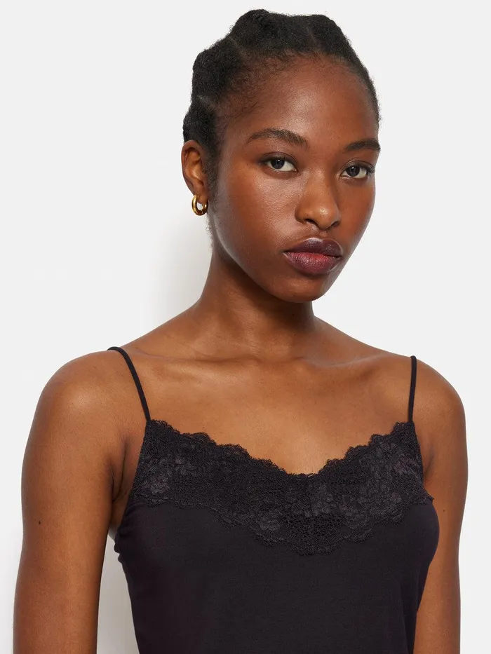 Women Modal Lace Vest Raisin Jigsaw Shirts and Tops
