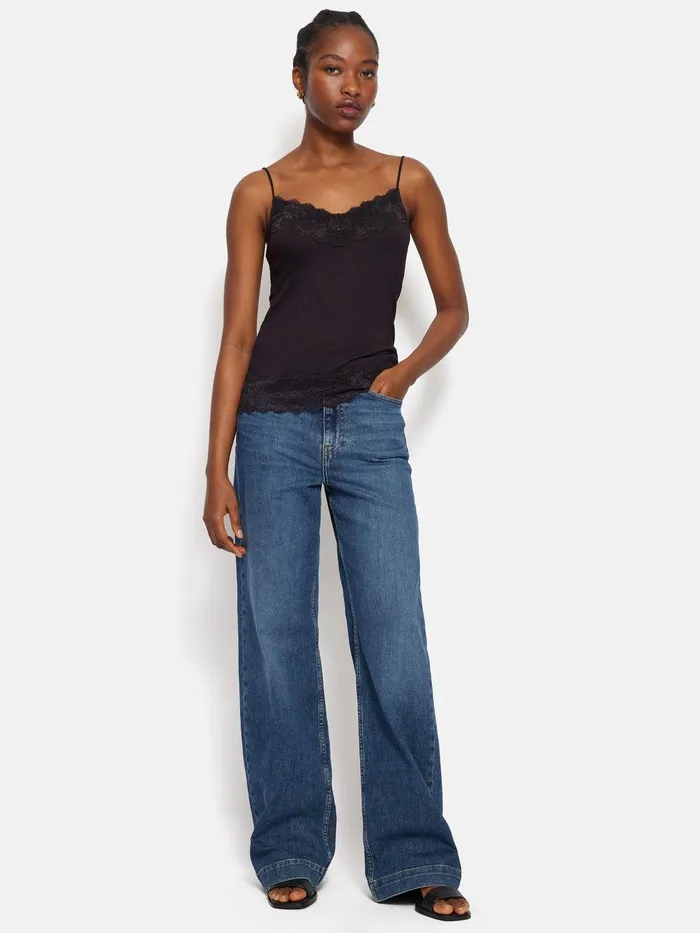 Women Modal Lace Vest Raisin Jigsaw Shirts and Tops