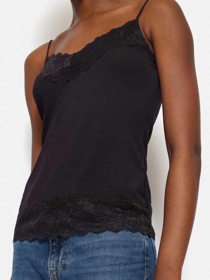 Women Modal Lace Vest Raisin Jigsaw Shirts and Tops