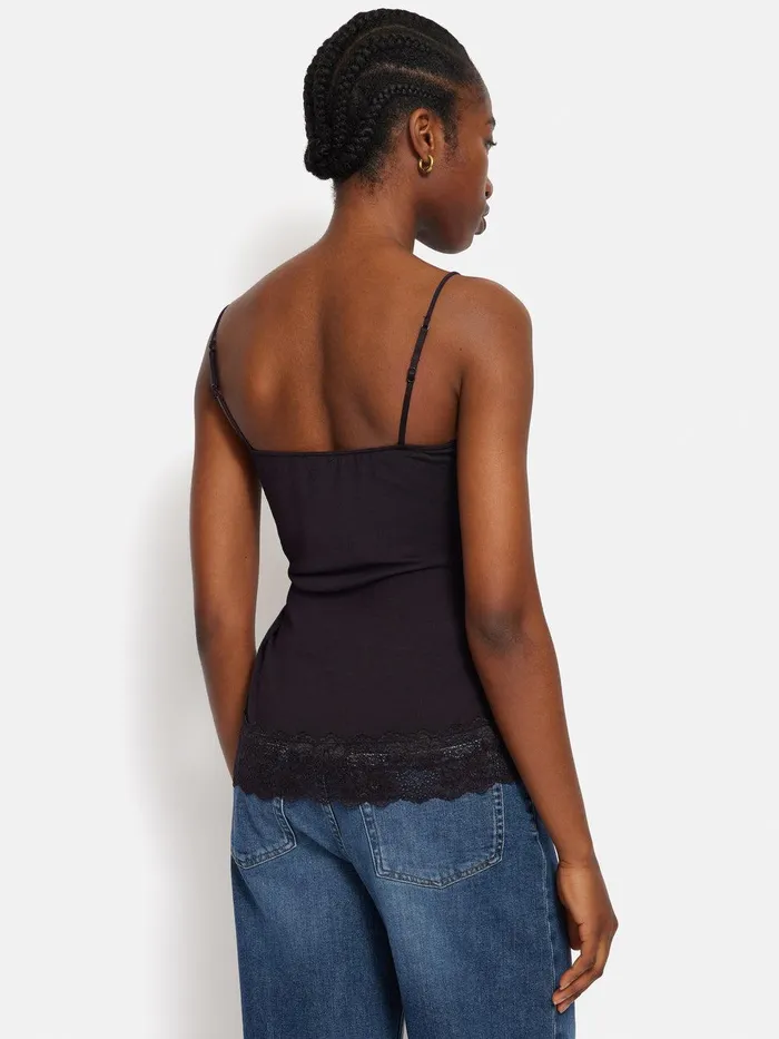 Women Modal Lace Vest Raisin Jigsaw Shirts and Tops