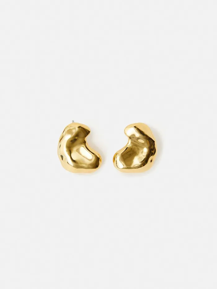 Women Molten Stud Earring Gold Jigsaw Jewellery