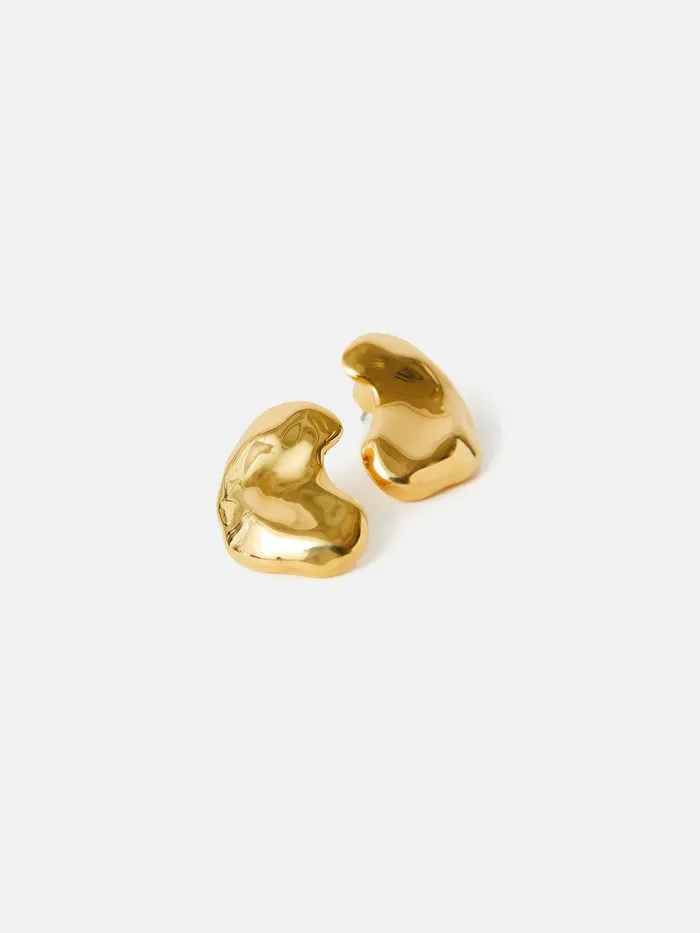 Women Molten Stud Earring Gold Jigsaw Jewellery