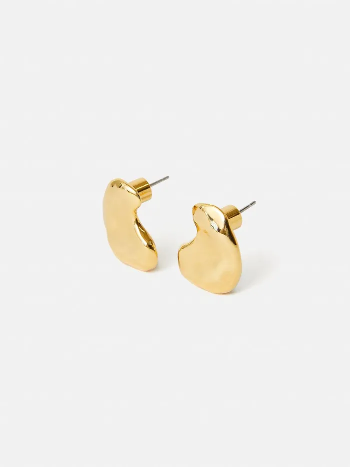 Women Molten Stud Earring Gold Jigsaw Jewellery