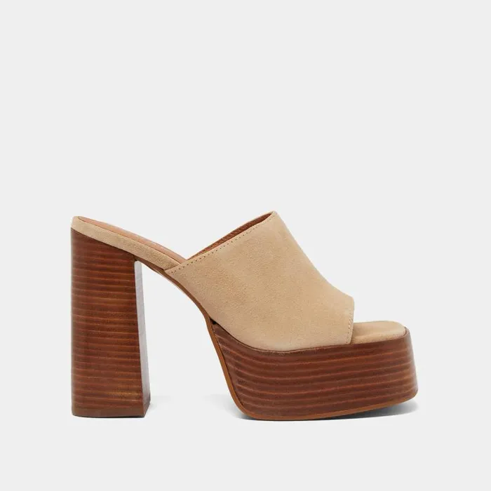 Women Mules With Heels And Open Toes Beige JONAK Mules Clogs