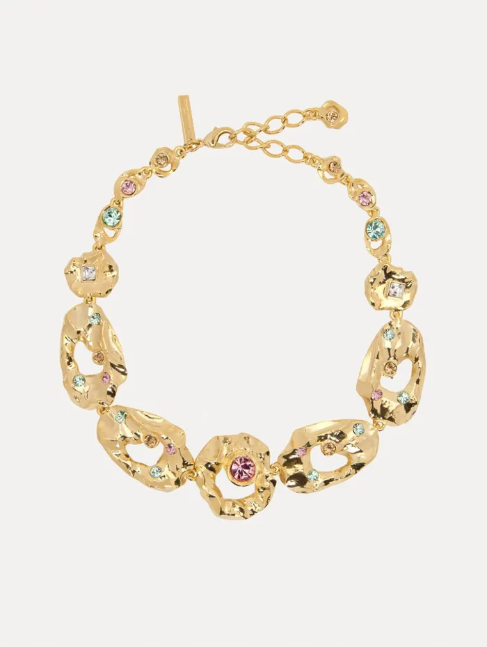 Women Necklaces Oscar De La Renta Textured Metal ChainLink Necklace Multi