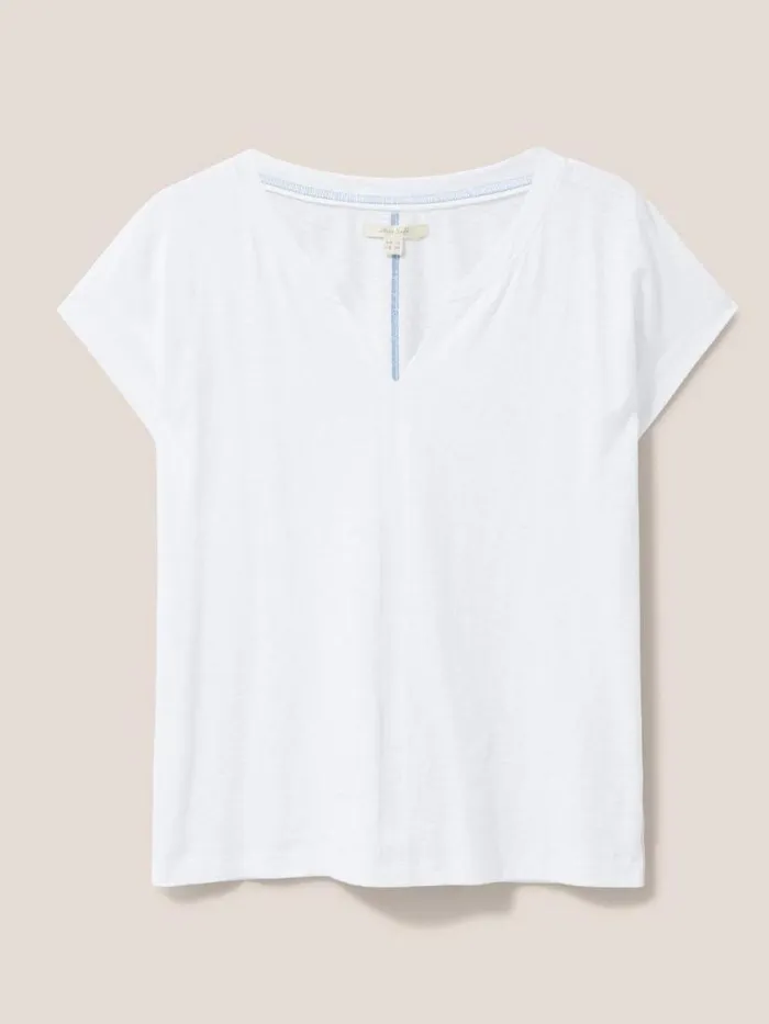 Women Nelly Notch Neck Tee Natural White White Stuff Tops and Tees