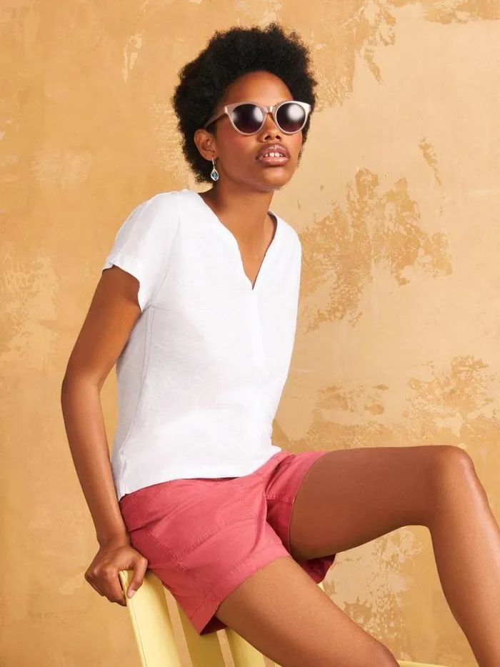 Women Nelly Notch Neck Tee Natural White White Stuff Tops and Tees