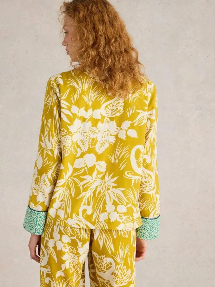 Women Nina Organic PJ Shirt Chartreuse Print White Stuff Nightwear