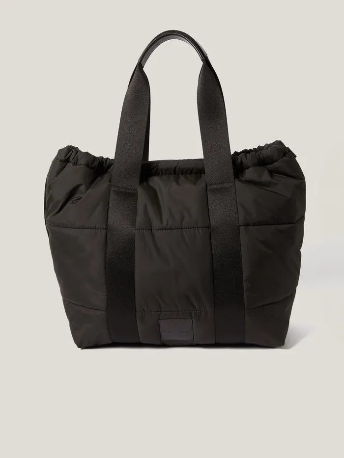 Women Nylon Quilted Drawstring Tote Chocolate Jigsaw Bags
