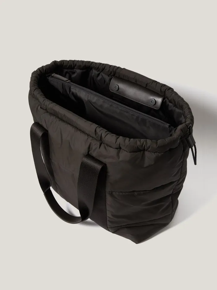 Women Nylon Quilted Drawstring Tote Chocolate Jigsaw Bags