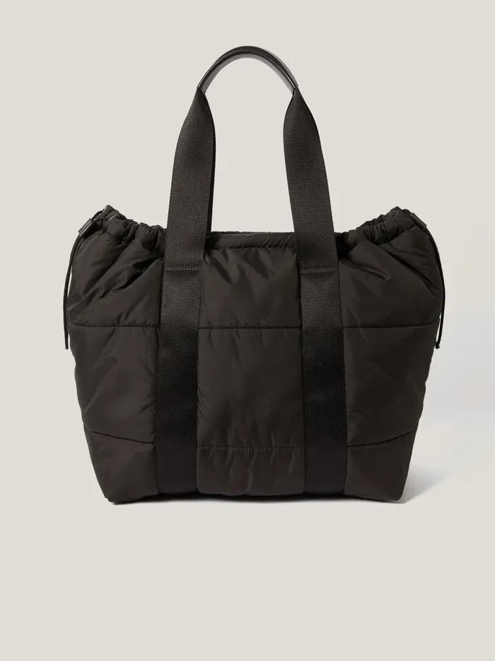 Women Nylon Quilted Drawstring Tote Chocolate Jigsaw Bags
