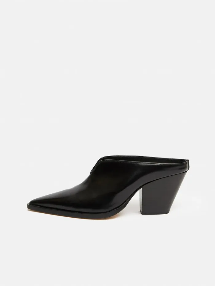 Women Oakley Heeled Mule Black Jigsaw Heels