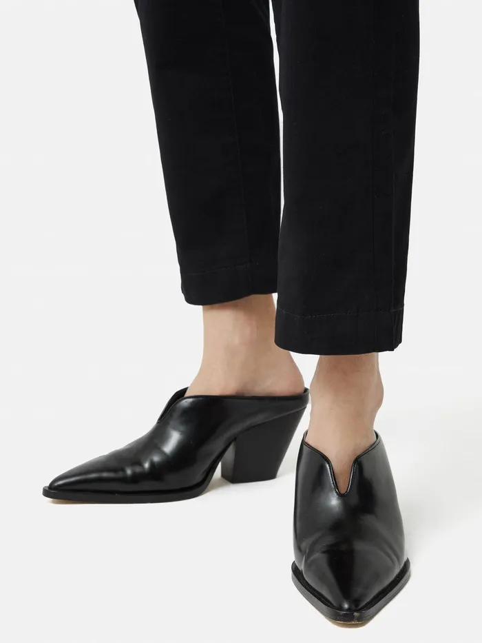 Women Oakley Heeled Mule Black Jigsaw Heels