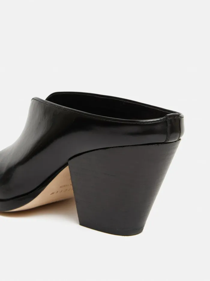 Women Oakley Heeled Mule Black Jigsaw Heels