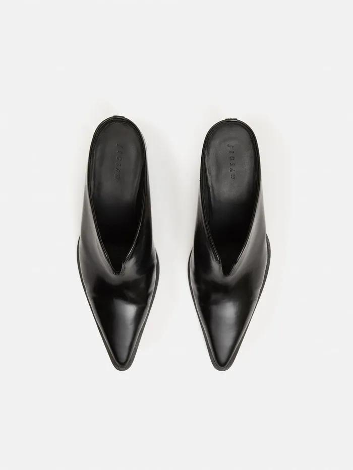 Women Oakley Heeled Mule Black Jigsaw Heels