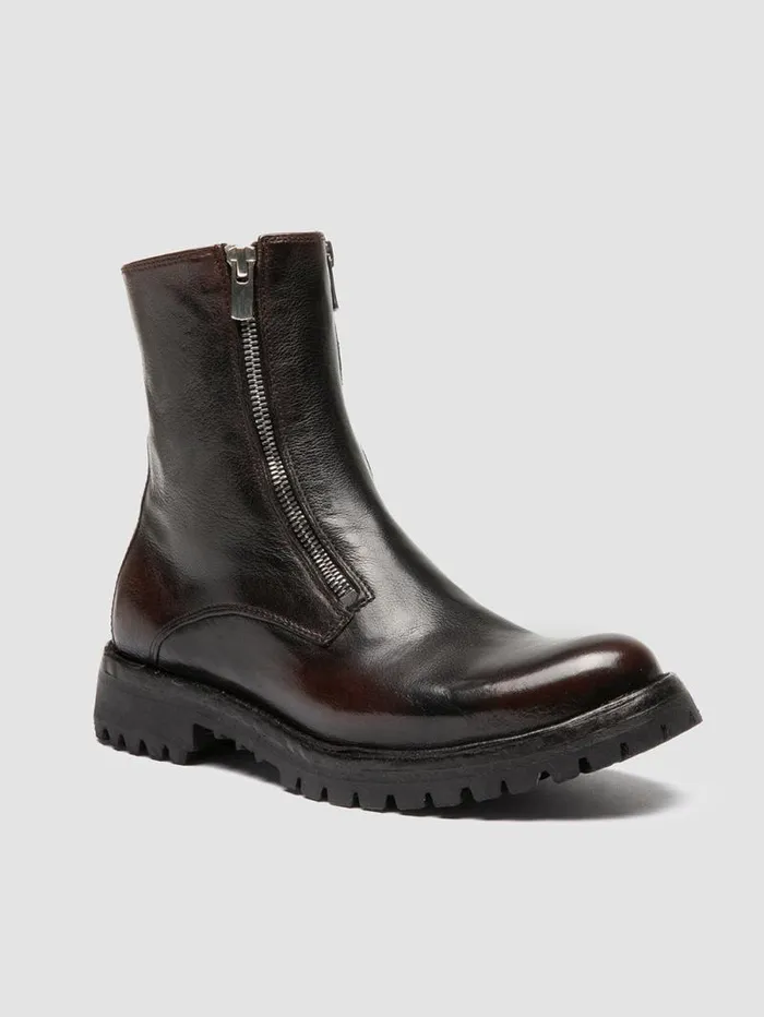 Women Officine Creative Footwear LORAINE 026 Brown Leather Zipped Boots Women Officine Creative Footwear LORAINE 026 Brown Leather Zipped Boots