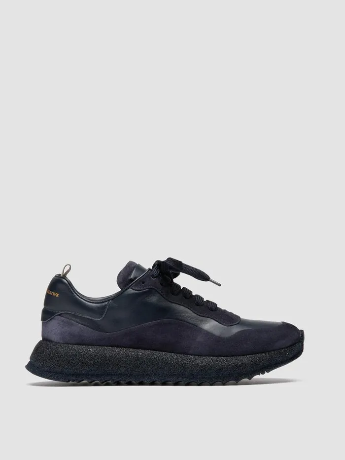 Women Officine Creative Footwear RACE RUBREX 101 Blue Leather And Suede Low Top Sneakers