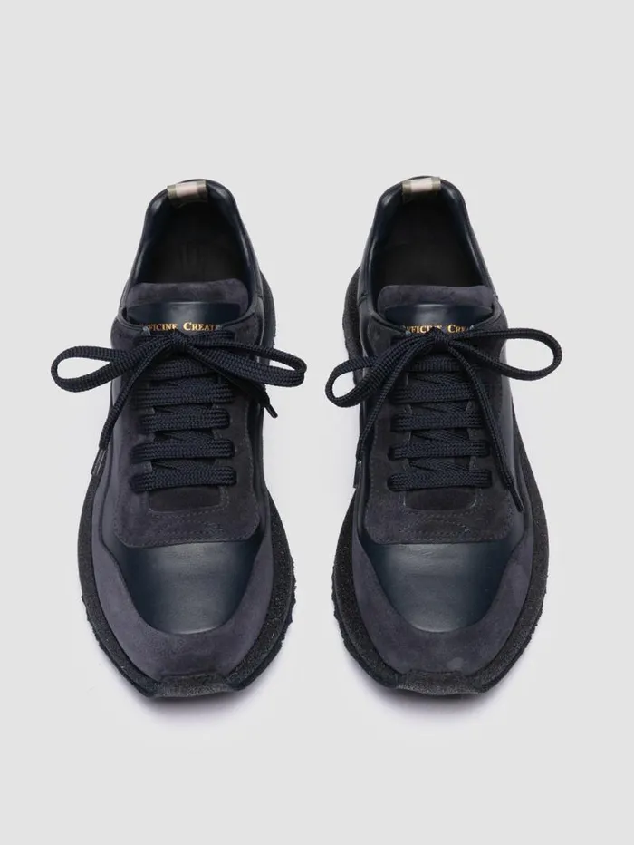 Women Officine Creative Footwear RACE RUBREX 101 Blue Leather And Suede Low Top Sneakers