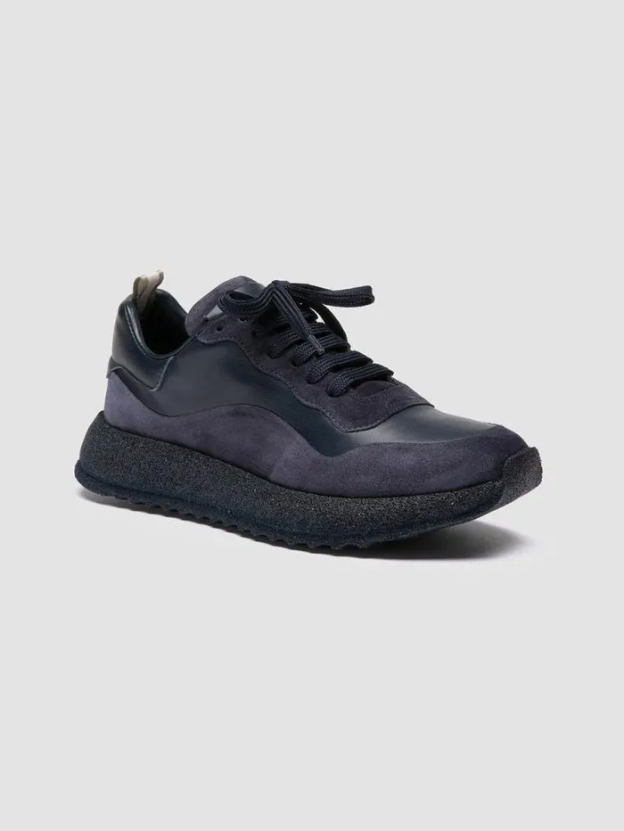 Women Officine Creative Footwear RACE RUBREX 101 Blue Leather And Suede Low Top Sneakers