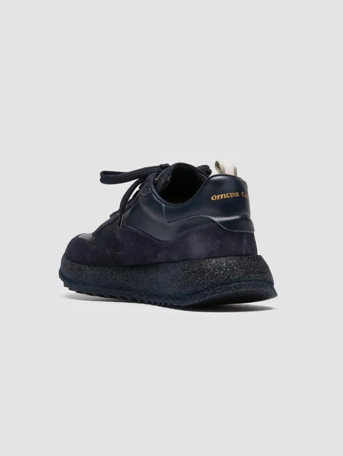 Women Officine Creative Footwear RACE RUBREX 101 Blue Leather And Suede Low Top Sneakers
