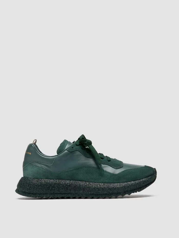 Women Officine Creative Footwear RACE RUBREX 101 Green Leather And Suede Low Top Sneakers
