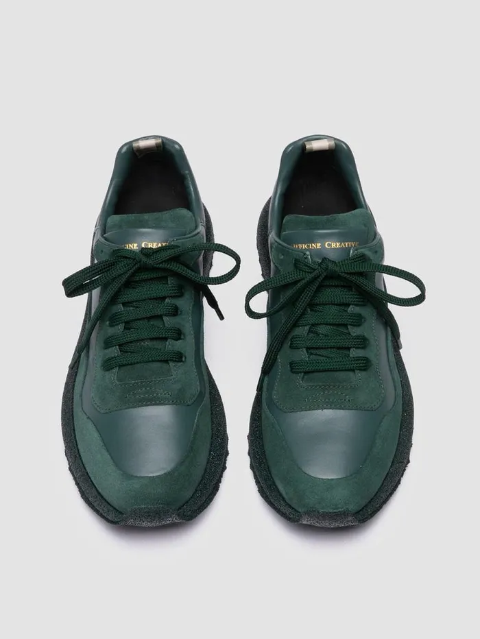Women Officine Creative Footwear RACE RUBREX 101 Green Leather And Suede Low Top Sneakers Women Officine Creative Footwear RACE RUBREX 101 Green Leather And Suede Low Top Sneakers