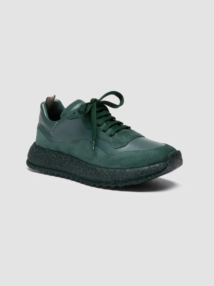Women Officine Creative Footwear RACE RUBREX 101 Green Leather And Suede Low Top Sneakers Women Officine Creative Footwear RACE RUBREX 101 Green Leather And Suede Low Top Sneakers