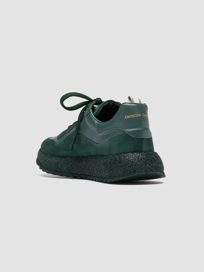 Women Officine Creative Footwear RACE RUBREX 101 Green Leather And Suede Low Top Sneakers Women Officine Creative Footwear RACE RUBREX 101 Green Leather And Suede Low Top Sneakers