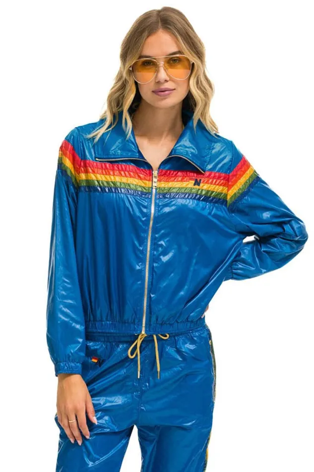 Women Outerwear Aviator Nation 5 STRIPE WINDBREAKER 8211 SNORKEL BLUE