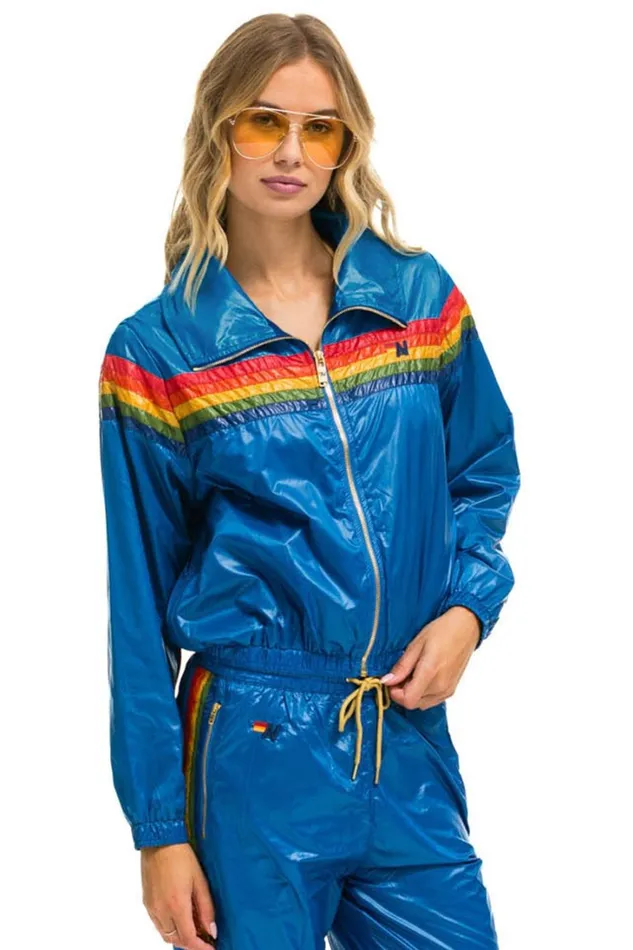 Women Outerwear Aviator Nation 5 STRIPE WINDBREAKER 8211 SNORKEL BLUE Women Outerwear Aviator Nation 5 STRIPE WINDBREAKER 8211 SNORKEL BLUE