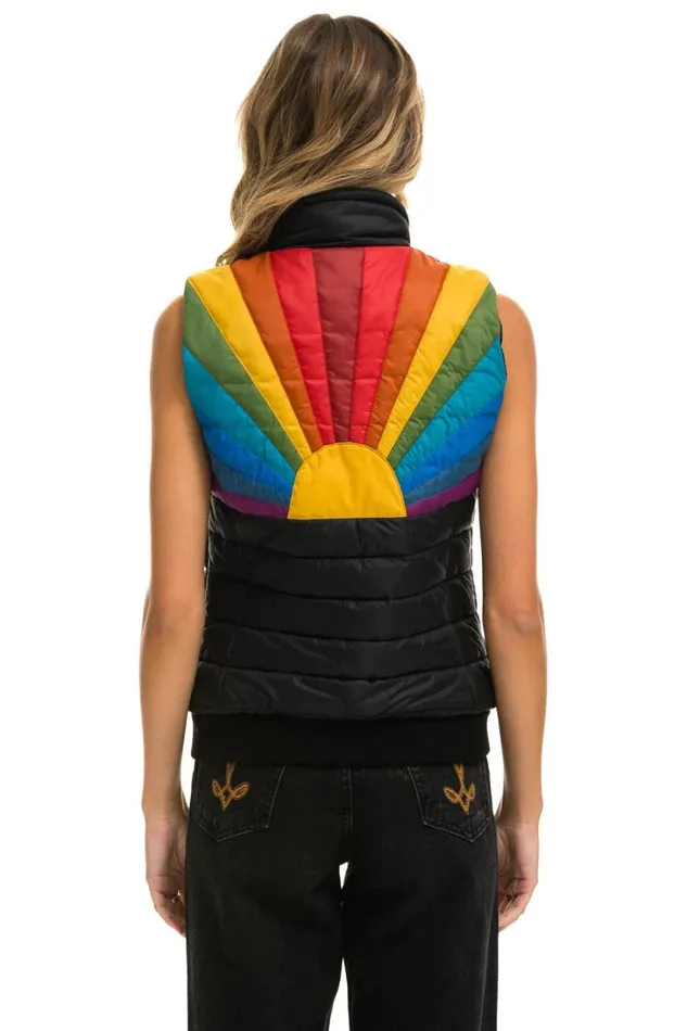 Women Outerwear Aviator Nation SUNBURST VEST 8211 BLACK