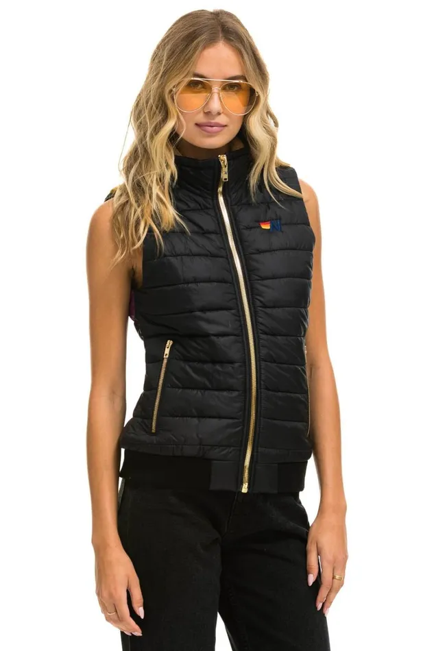 Women Outerwear Aviator Nation SUNBURST VEST 8211 BLACK Women Outerwear Aviator Nation SUNBURST VEST 8211 BLACK