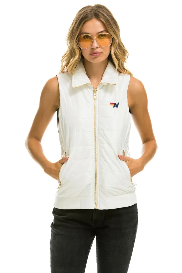 Women Outerwear Aviator Nation SUNBURST VEST 8211 GLOSSY WHITE Women Outerwear Aviator Nation SUNBURST VEST 8211 GLOSSY WHITE