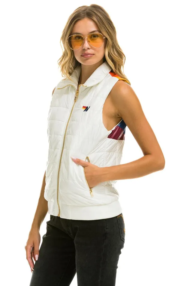 Women Outerwear Aviator Nation SUNBURST VEST 8211 GLOSSY WHITE Women Outerwear Aviator Nation SUNBURST VEST 8211 GLOSSY WHITE