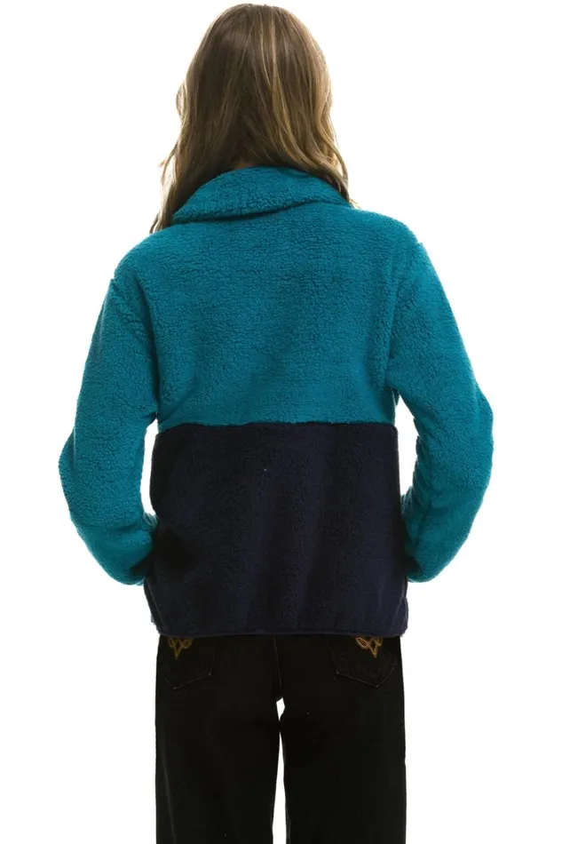 Women Outerwear Aviator Nation TEDDY APRES HALF ZIP COLOR BLOCK JACKET 8211 CAPRI Women Outerwear Aviator Nation TEDDY APRES HALF ZIP COLOR BLOCK JACKET 8211 CAPRI