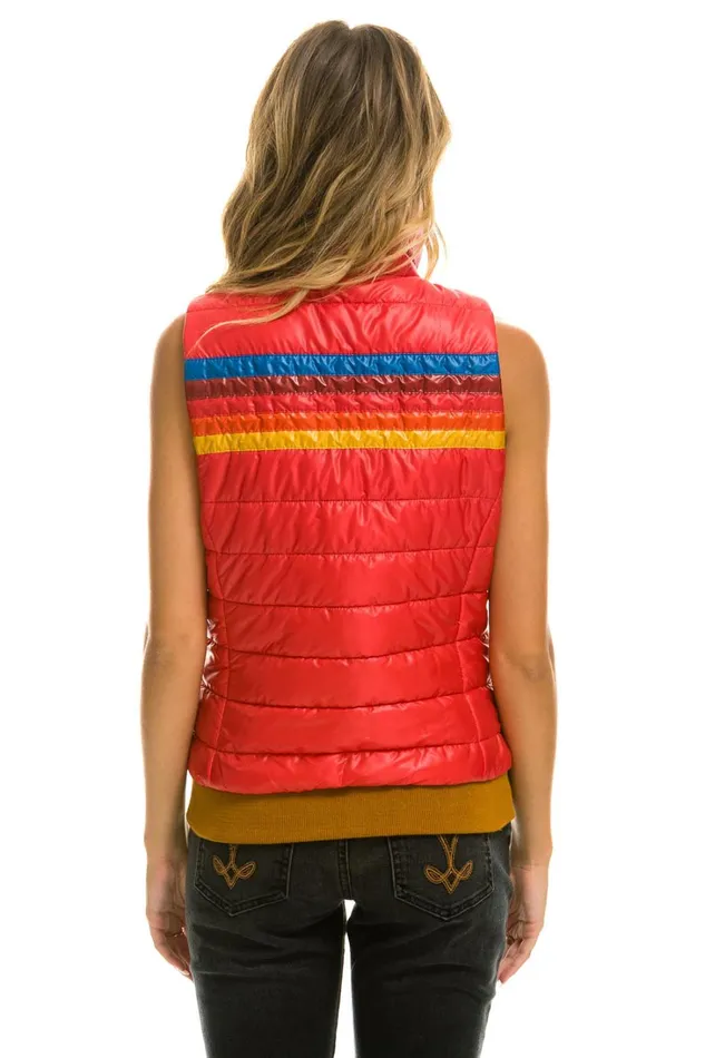 Women Outerwear Aviator Nation WOMEN039S 5 STRIPE VEST 8211 GLOSSY CHERRY Women Outerwear Aviator Nation WOMEN039S 5 STRIPE VEST 8211 GLOSSY CHERRY