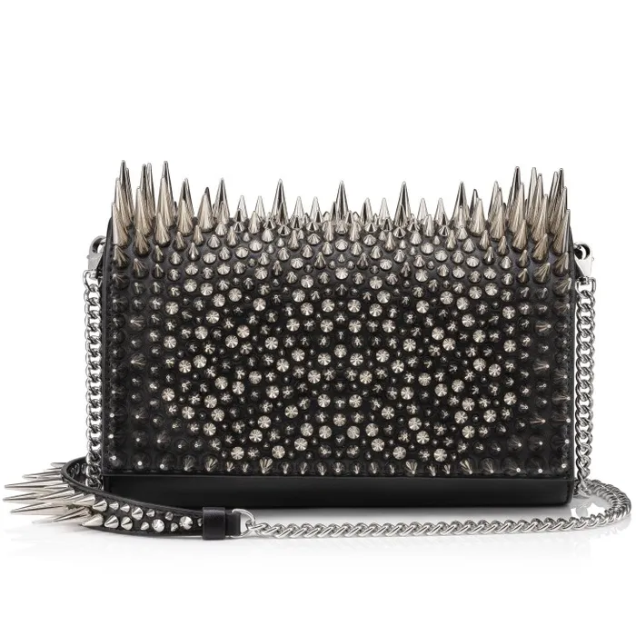 Women Paloma Clutch 8211 Nappa Leather And Estepik Spikes 8211 Black Christian Louboutin Shoulder Bags