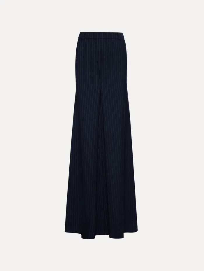 Women Pants and Skirts Oscar De La Renta Pinstriped Maxi Skirt Navy and White